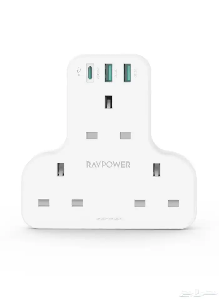 شاحن جداري صناعه أمريكيه مع3مداخل طاقه مع منفذين USB وتايبC 0