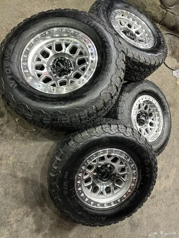 جنوط كي ام سي 6 مسمار فرد f150 مع كفرات نص حجري مقاس17 33