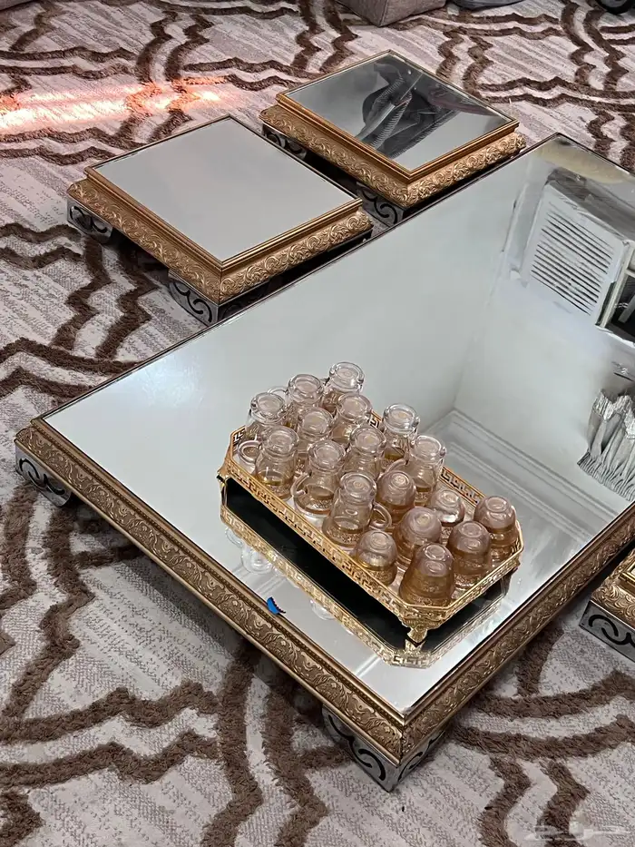 طاولة كاسات شاهي 11 كاسات قهوة 11  طاولة وأربعة خدمة 3