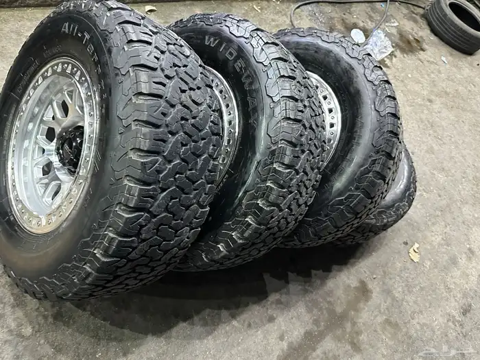 جنوط كي ام سي 6 مسمار فرد f150 مع كفرات نص حجري مقاس17 30