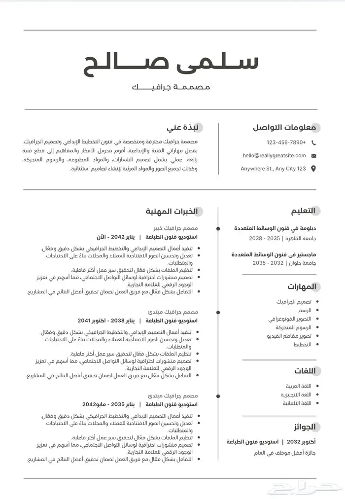 تصميم cv احترافي  السعر 10 0