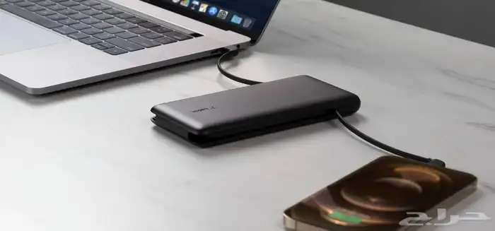 شاحن سفري شركة بيلكن(أمريكيه) بشاحن مدمج ايفون وتايبC 5