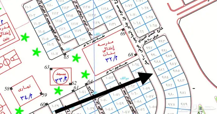 أرض للبيع مخطط الصويدرة الاول شارع 20م ب 66 الف 2