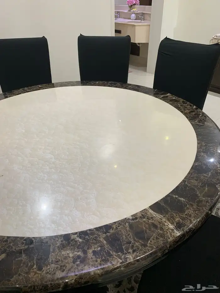 طاولة طعام رخام دائرية للبيع مع الكراسي 4