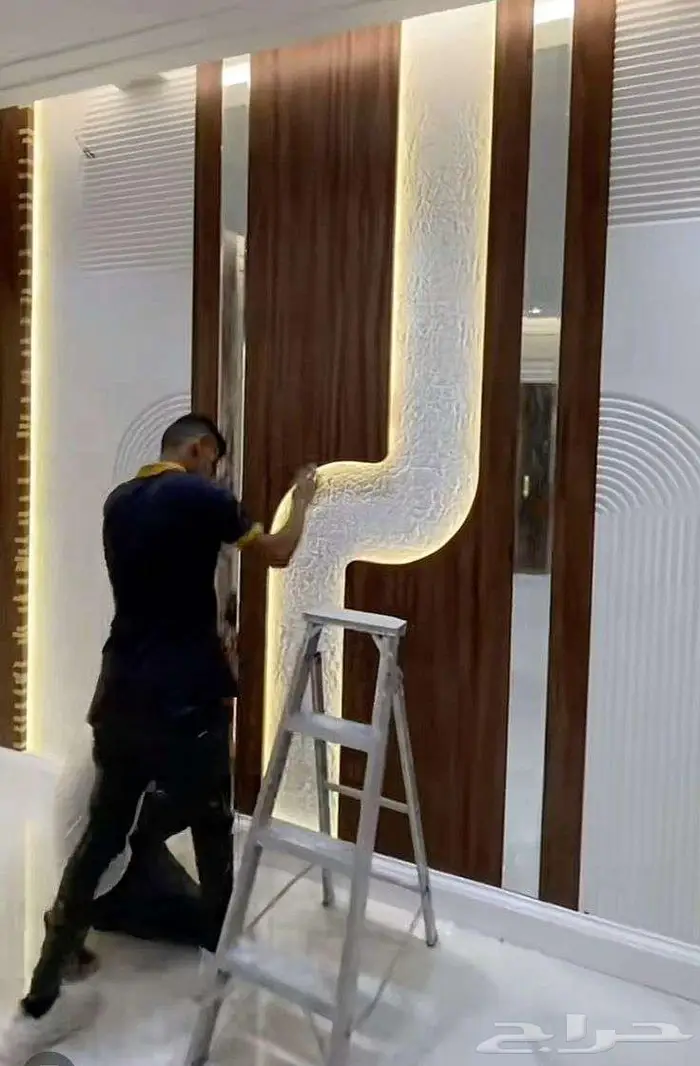 ديكورات مكتبة شاشه خلفية سرير شيبورد بديل الحجر ديكور 8