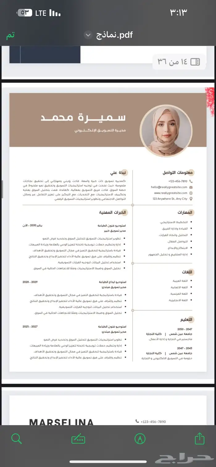 مصمم سيرة ذاتية CV متوافقة لنظام الATS 15