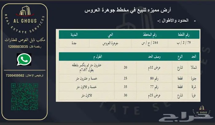 ارض في مخطط جوهرة العروس 244 ج س 2