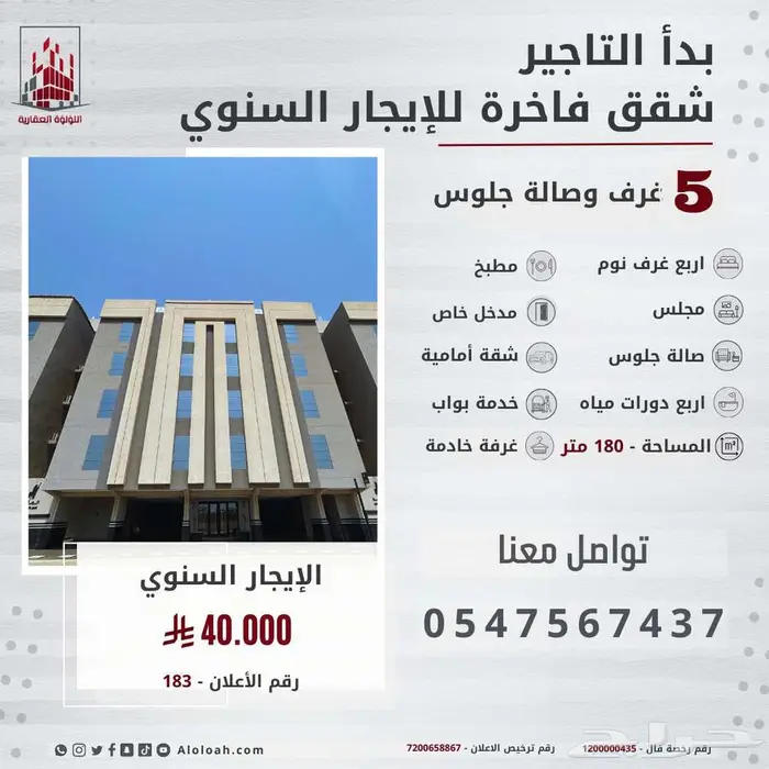 شقه جديدة للايجار السنوي حي المروه 0