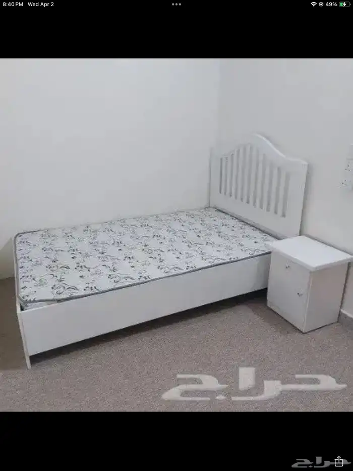 سرير خشب نفر نص 120 190 أبيض جديدة 1