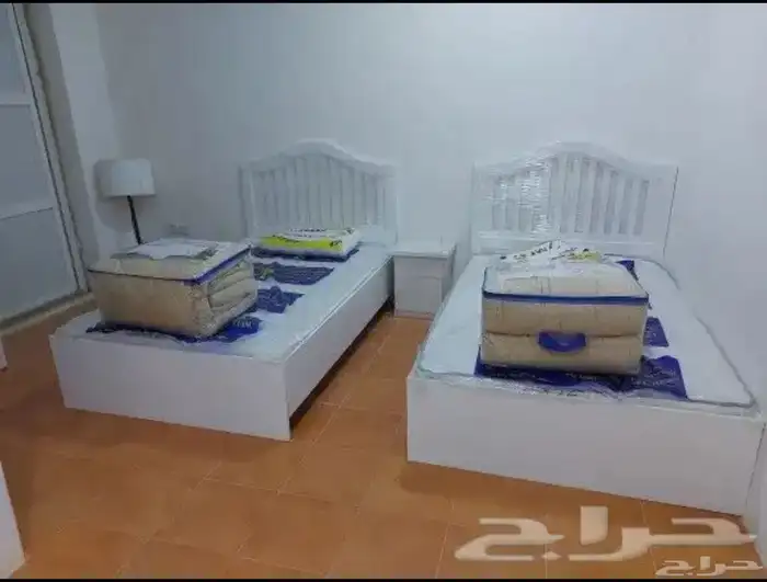 سرير خشب نفر نص 120 190 أبيض جديدة 3