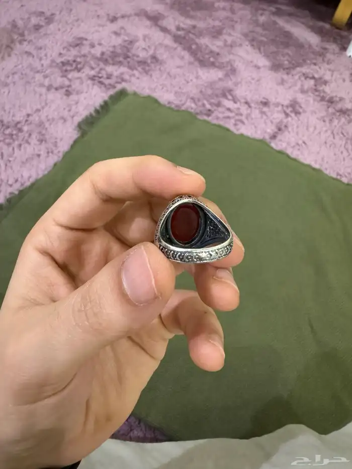 خاتم عقيق يمني كبدي فضه 4