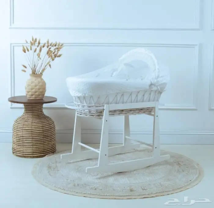 سرير موسى الخشبي للاطفال - سرير مواليد هزاز مع ناموسية 9