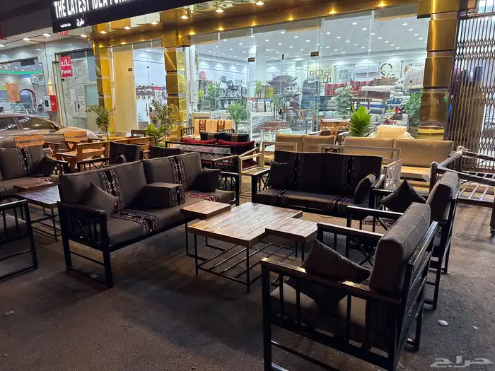 طقم جلسات خارجيه حديدوخشب 0