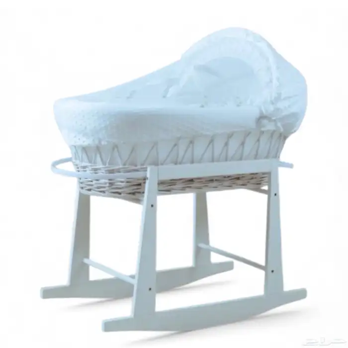 سرير موسى الخشبي للاطفال - سرير مواليد هزاز مع ناموسية 6