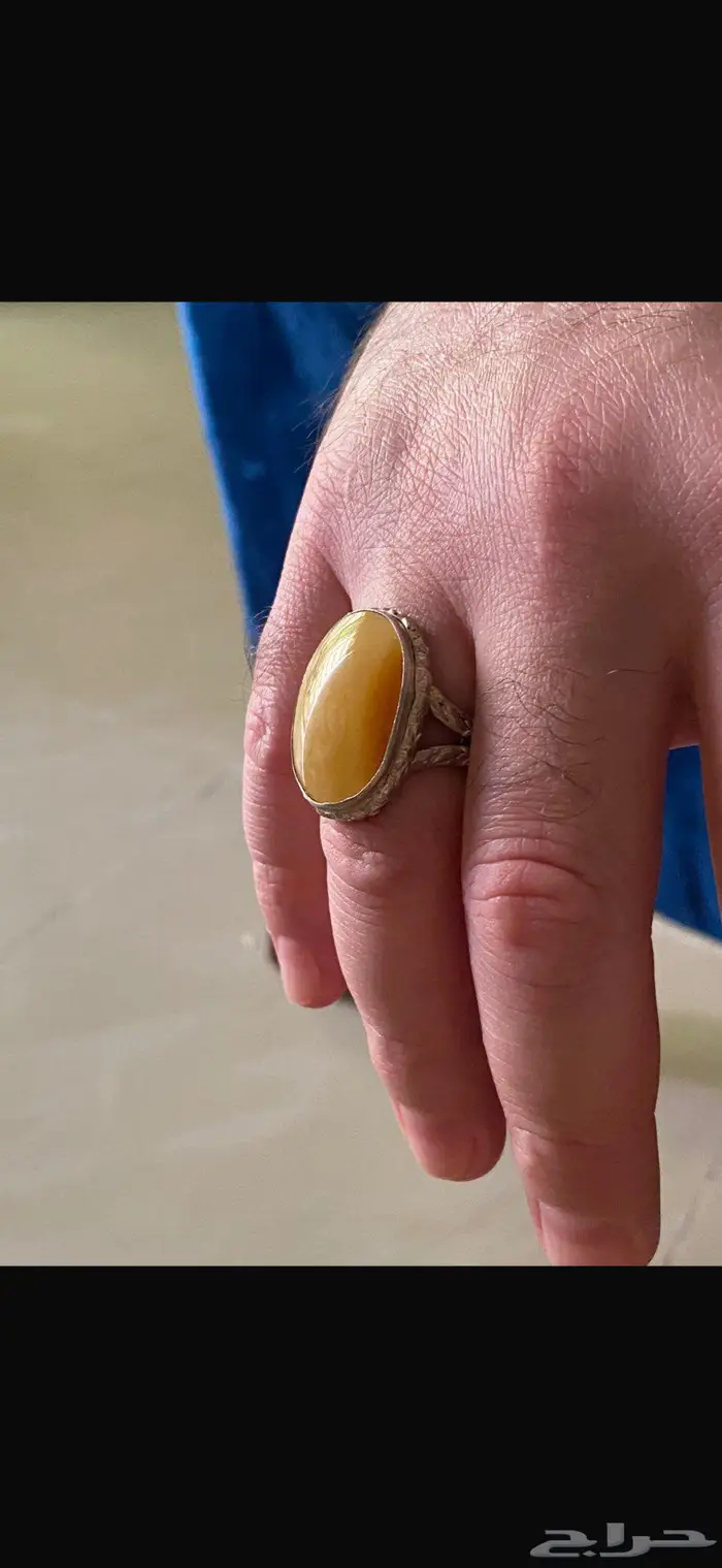 خاتم حجر كهرمان فضه تركي Kahraman stone silver ring 1