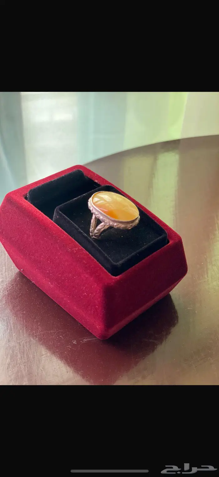 خاتم حجر كهرمان فضه تركي Kahraman stone silver ring 4