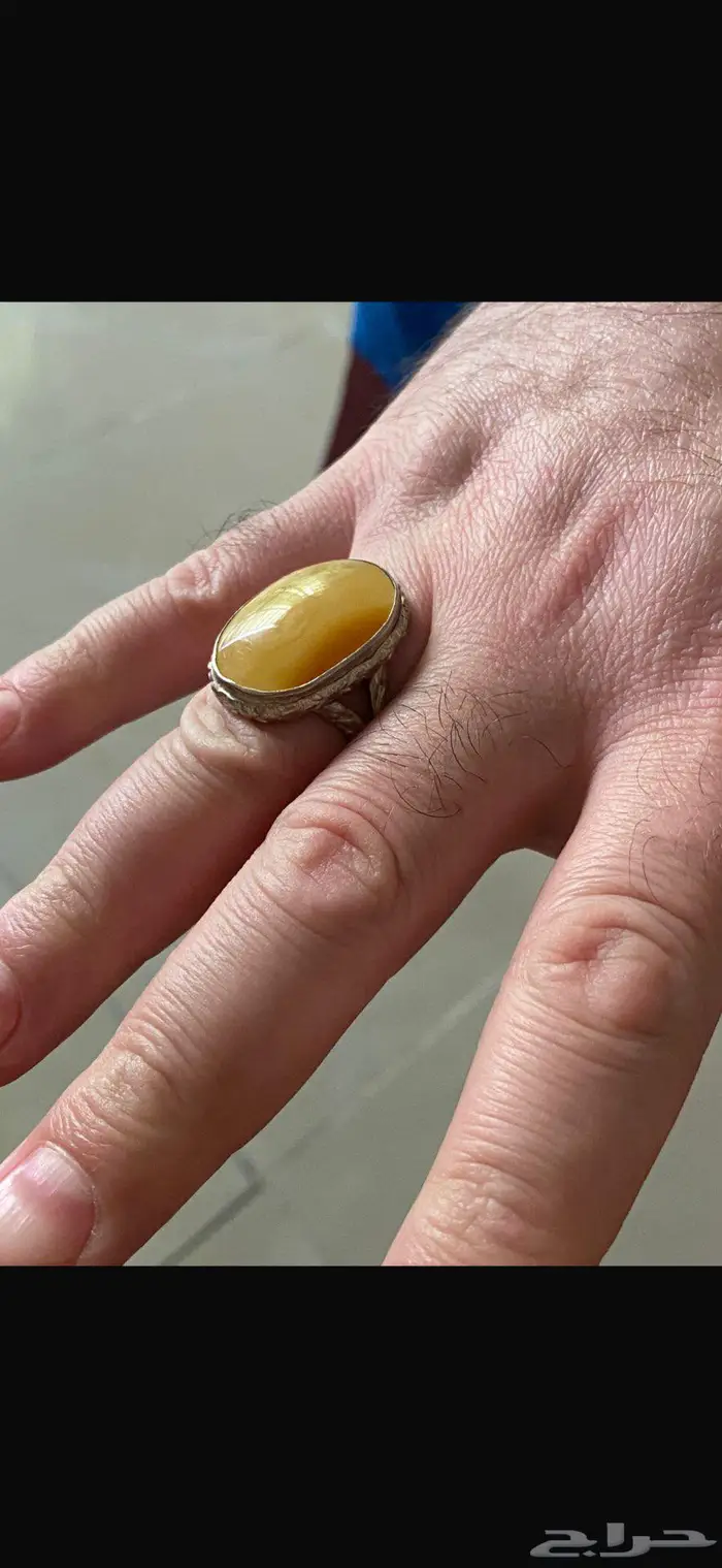 خاتم حجر كهرمان فضه تركي Kahraman stone silver ring 3