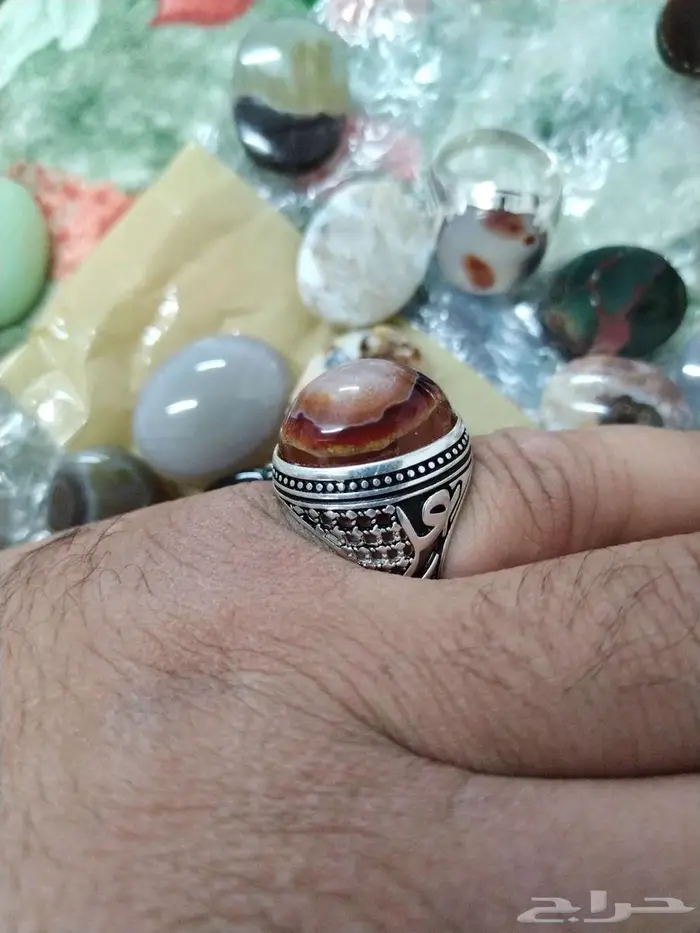 خاتم فضة عيار 925 بصياغه اسم علي وحجر عقيق هندي روعه 6