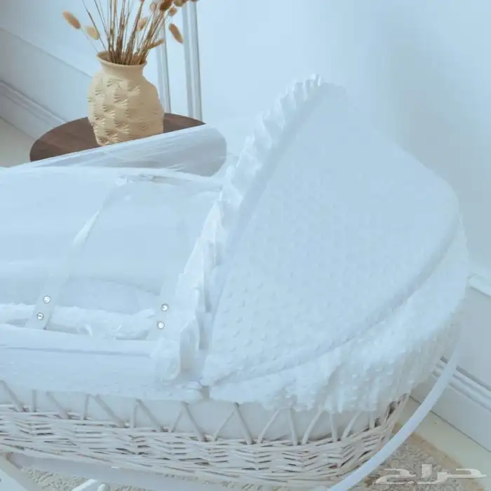 سرير موسى الخشبي للاطفال - سرير مواليد هزاز مع ناموسية 10