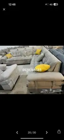 كنب جديد جاهز حرف ال و7نفر شامل التوصيل 9