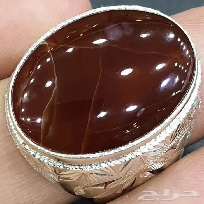 خاتم عقيق يماني كرزي مزعفر 2