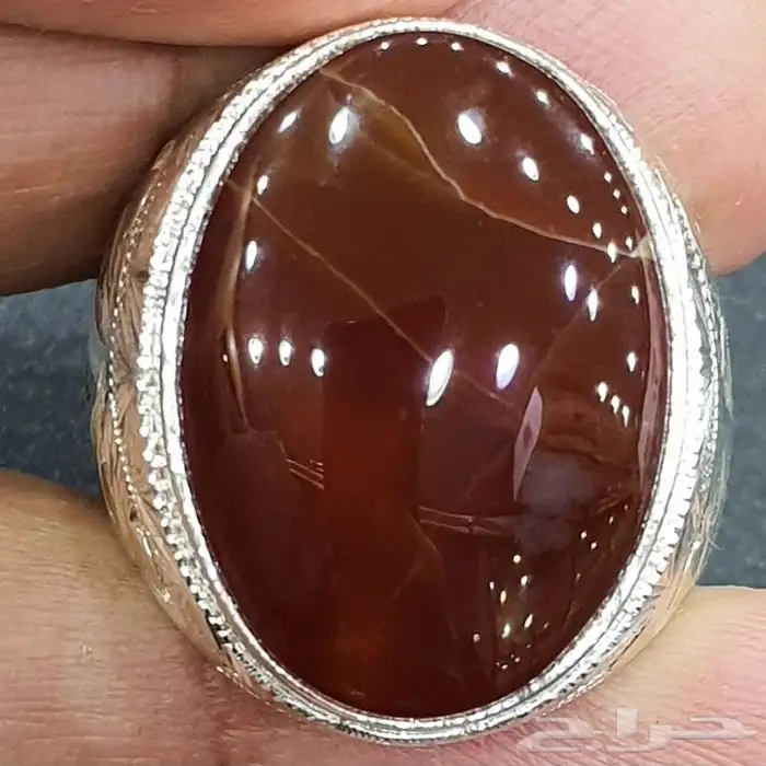 خاتم عقيق يماني كرزي مزعفر 0