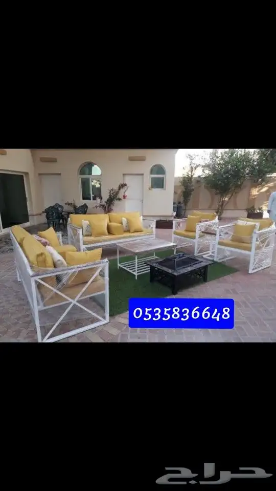 كراسي خارجية حديد وخشب 7