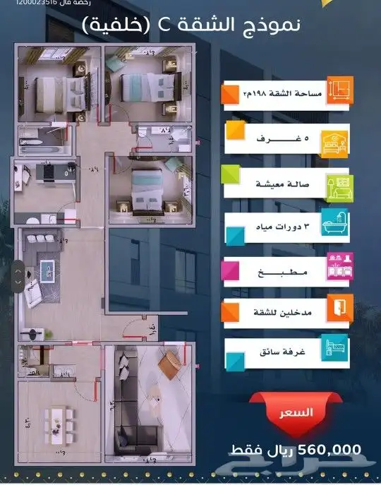 شقق وملاحق للتمليك والاستثمار حي النزهة قيد الانشاء 2