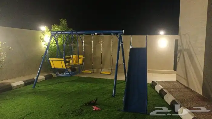 مراجيح أطفال و زحاليق العاب و كراسي جلسات خارجية خشب و حديد 14