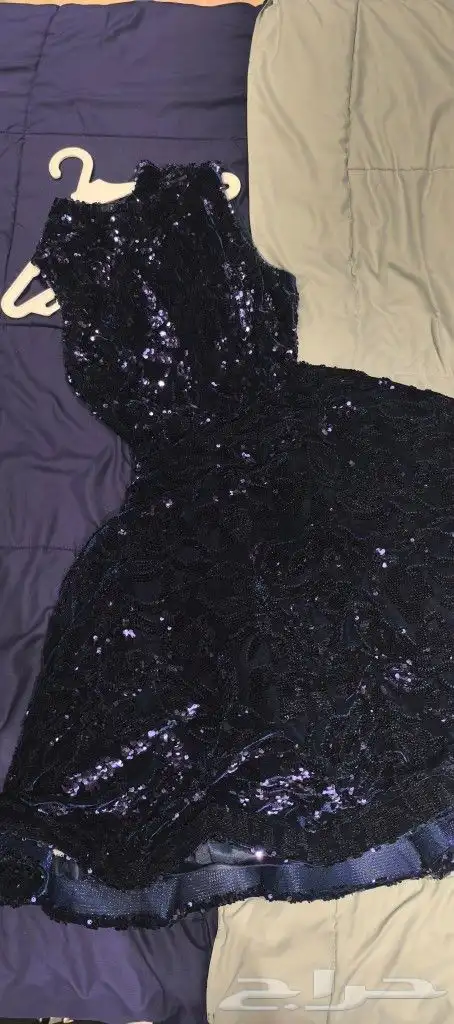 فستان مخمل ترتر كحلي 0