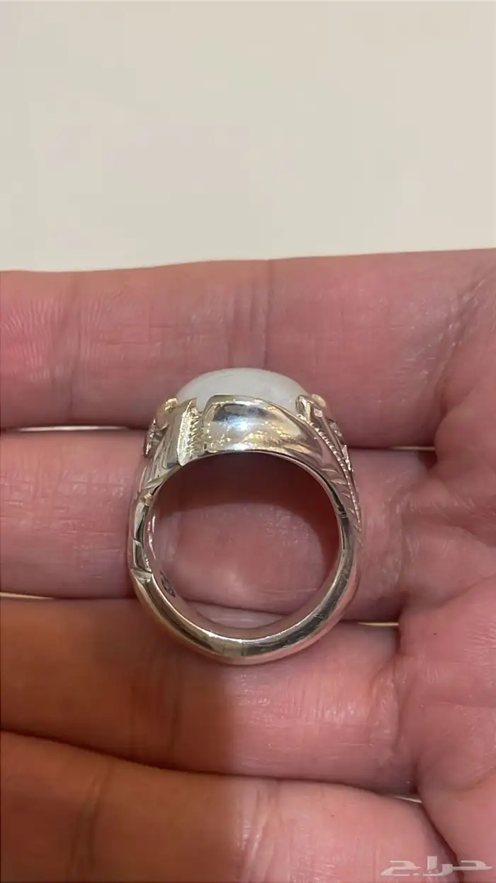 خاتم عقيق أبيض طبشوري 3