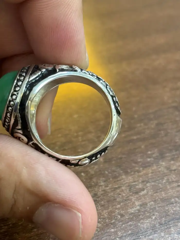 خاتم عقيق أخضر صياغه ايرانيه 4