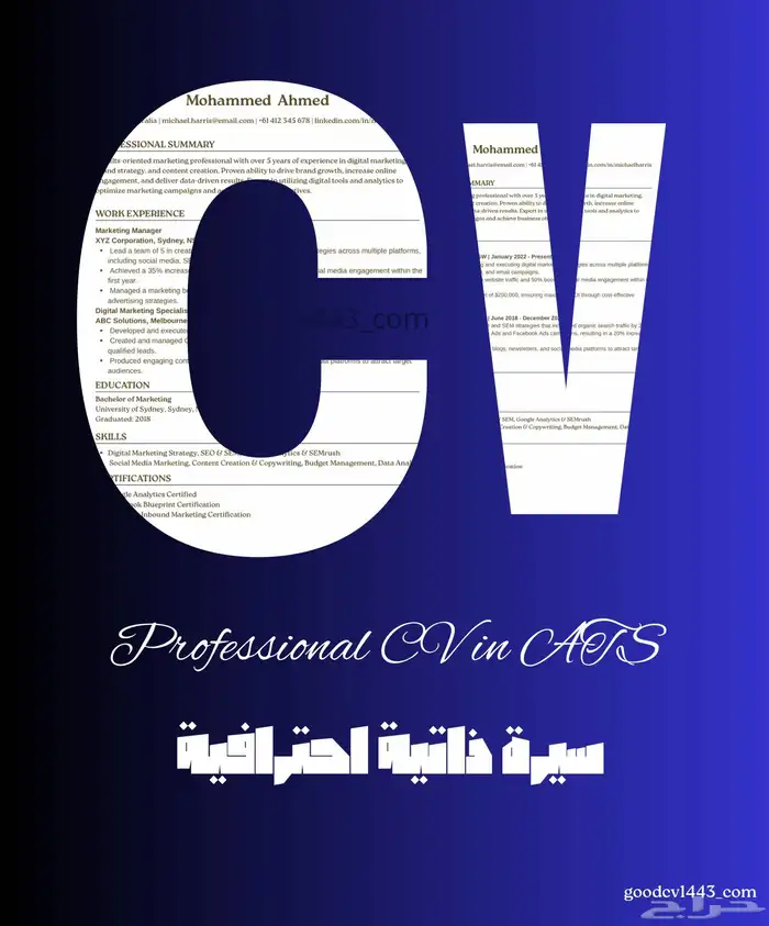 سيرة ذاتية احترافية بنظام ATS Cv 0