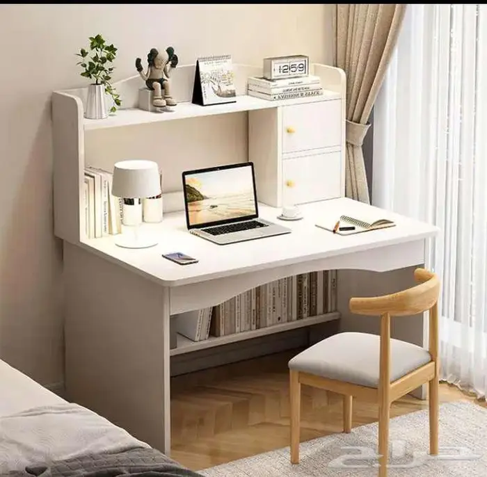 مكتب كمبيوتر مع خزانة وأرفف للمكتب 3