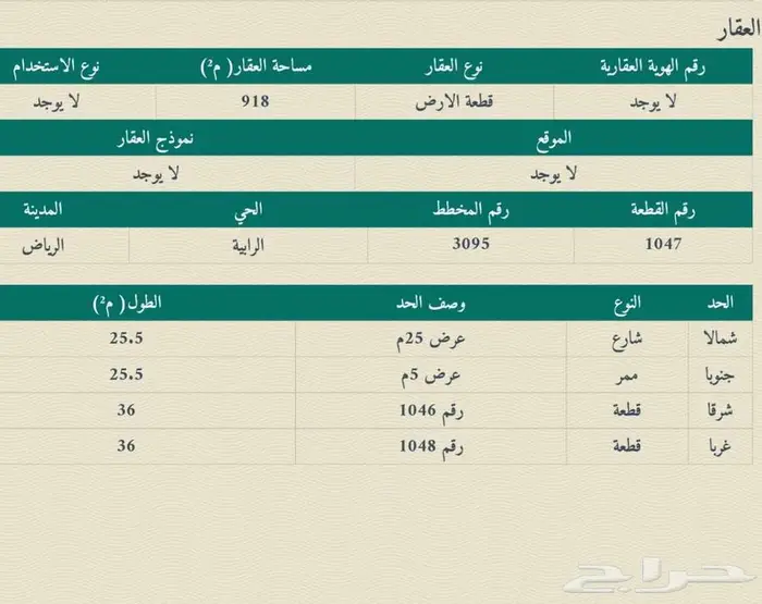 فرصة استثمارية لا تعوض ارض للبيع في حي عريض مساحة 918 0