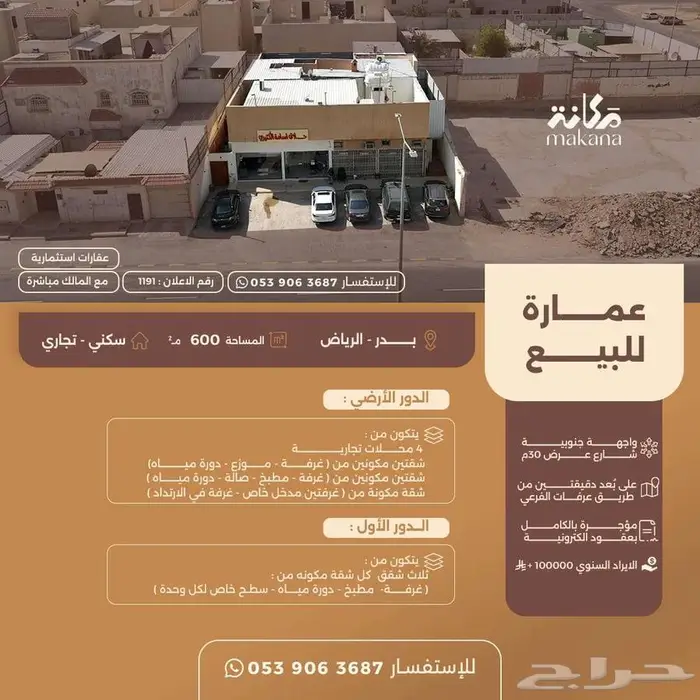 عمارة للبيع في حي بدر 0