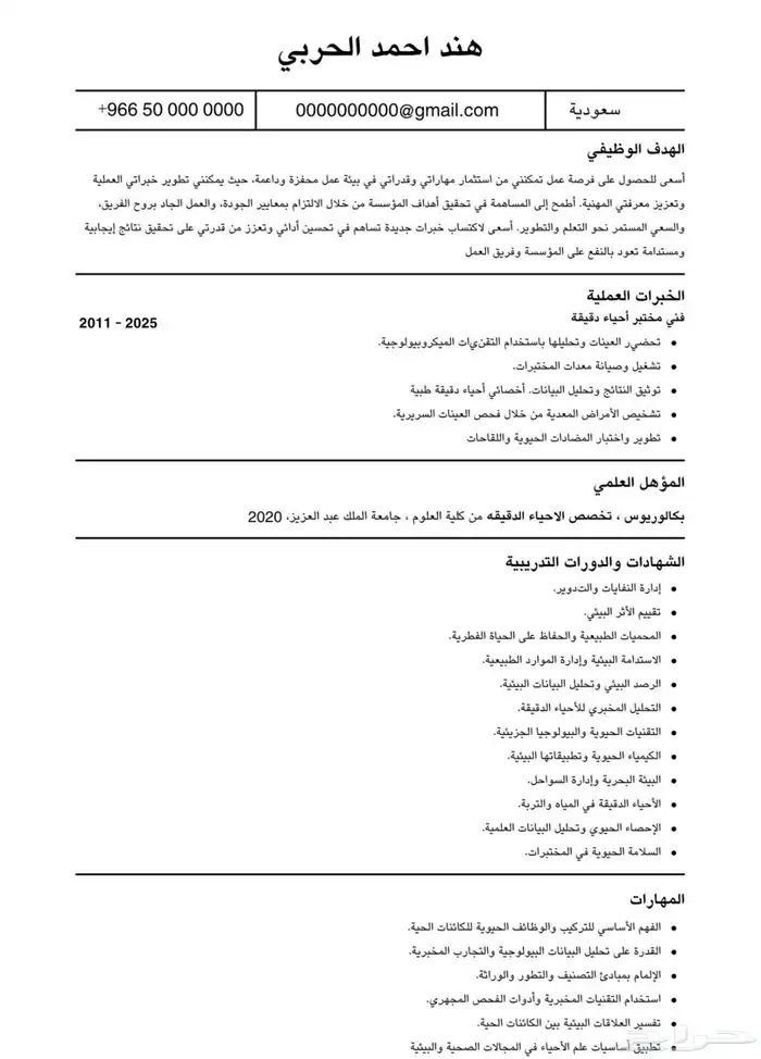 سيرة ذاتيه إحترافيه تتوافق مع ATS 0