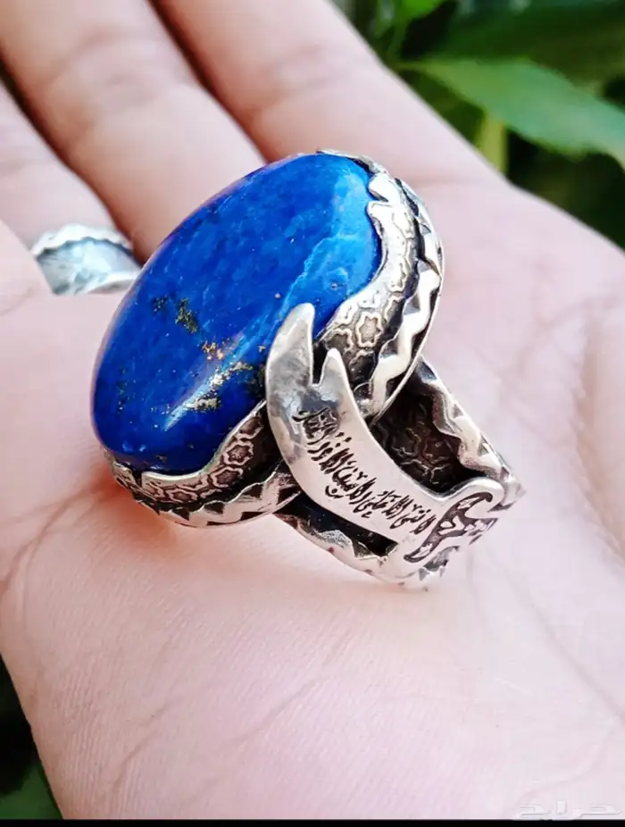 خاتم فضه عيار 925 حجر طييعي 1
