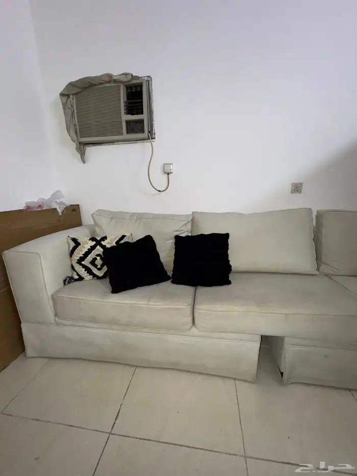 كنب مستعمل حرف L 3 قطع بيج 1