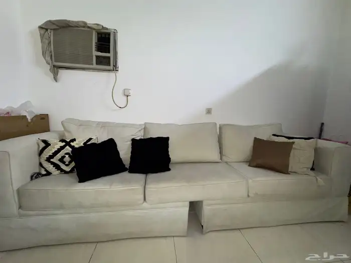 كنب مستعمل حرف L 3 قطع بيج 2