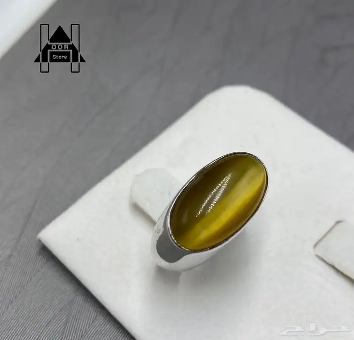 طقم كبك وخاتم فضه عيار 925 بحجر عين القط الاصفر موديل جديد 8