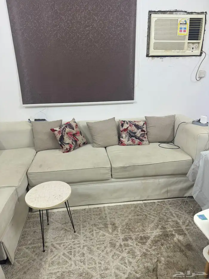 كنب مستعمل حرف L 3 قطع بيج 10