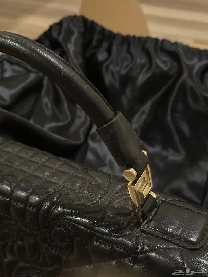 شنطة فرزاتشي Versace Black Barocco Embroidered Bag Purse 4