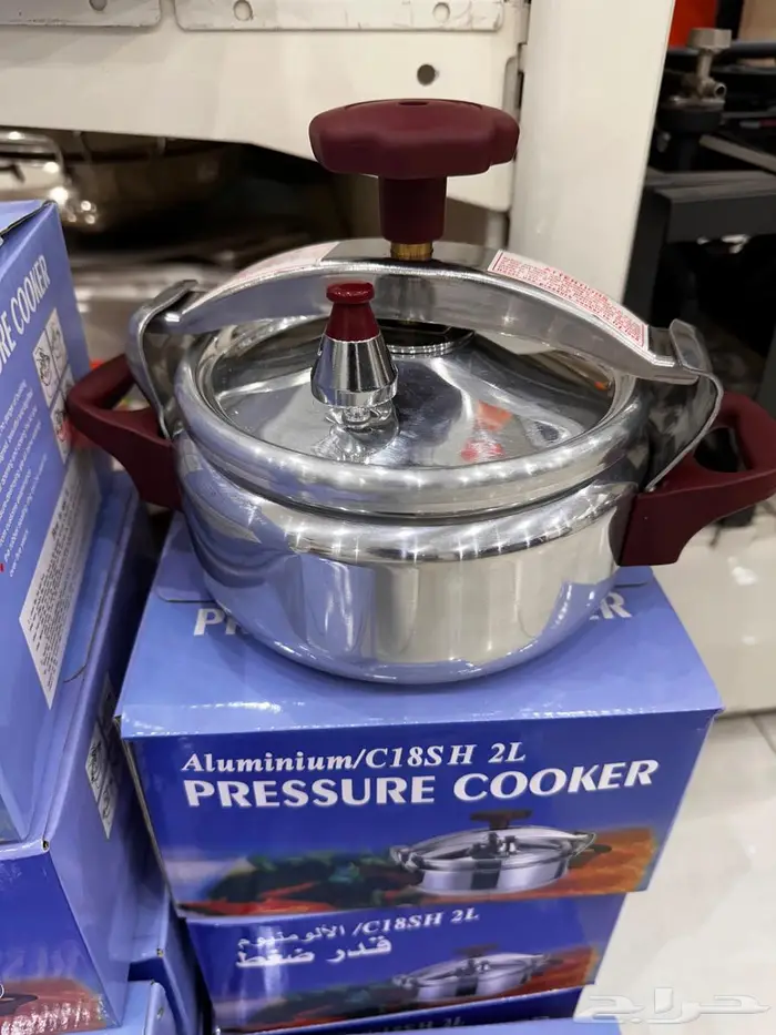 كاتم قدر صغط مفلطح 2 لتر عنابي 2