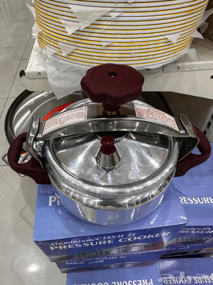 كاتم قدر صغط مفلطح 2 لتر عنابي 4