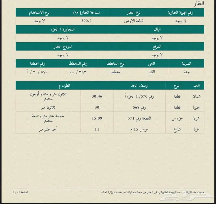 ارض في ابحر الشمالية شمال طريق الملك سعود الفنار 1