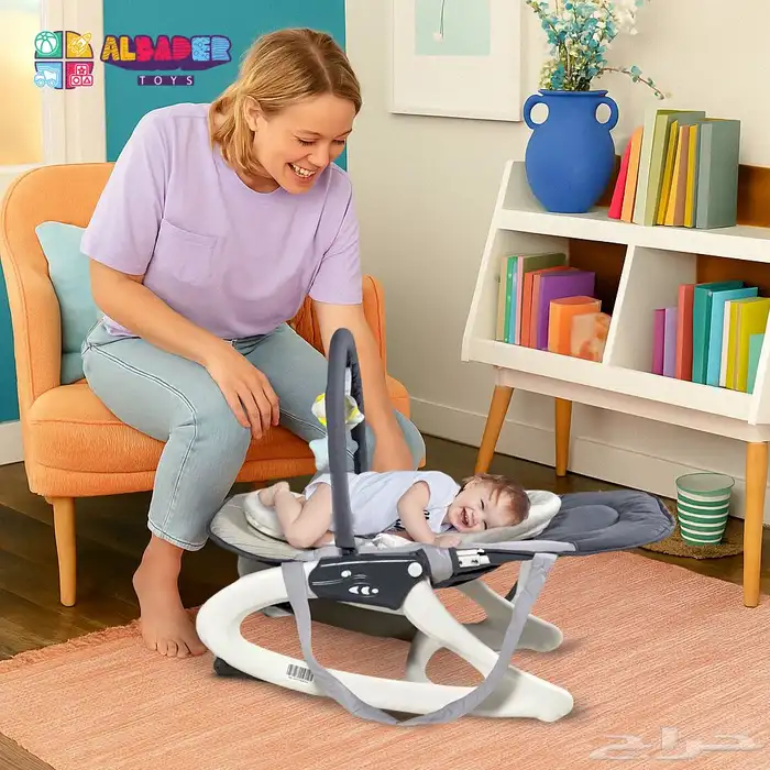 جلاسة للأطفال مع العاب تعليق وموسيقى - كرسي هزاز للمواليد 6