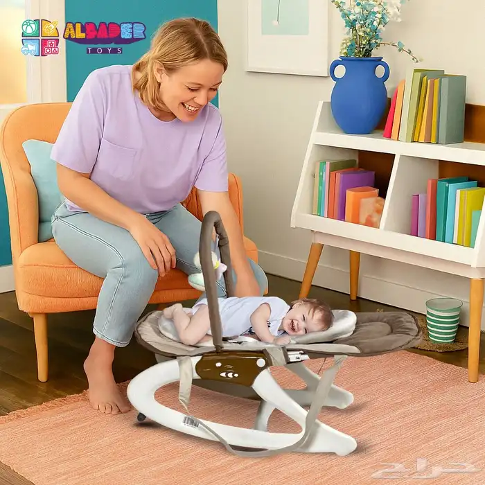 جلاسة للأطفال مع العاب تعليق وموسيقى - كرسي هزاز للمواليد 21