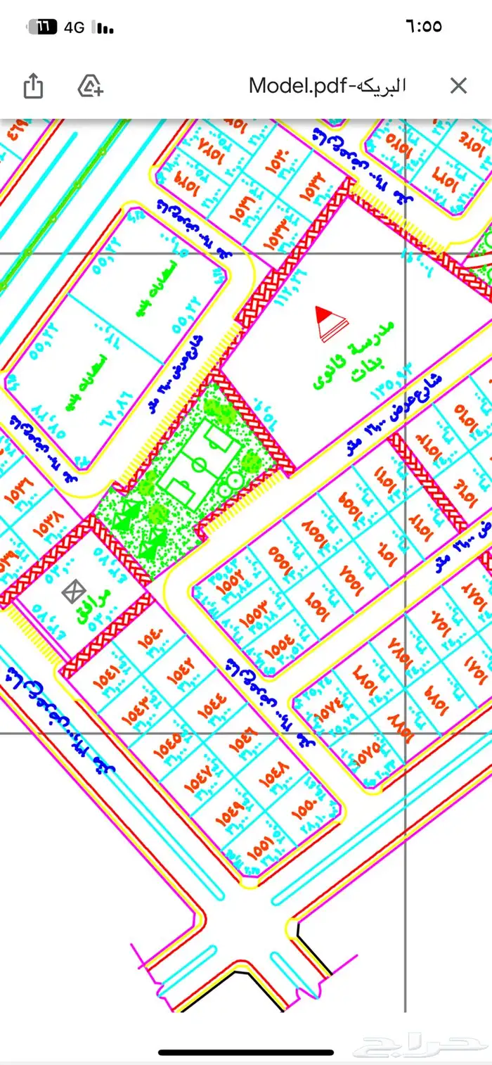ارض تجارية للبيع على شارع 32 م شرقي وشارع 32 م جنوبي البريكة 5