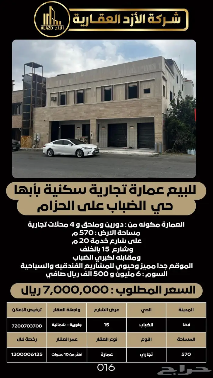 للبيع عمارة تجارية سكنية بأبها - الضباب على الحزام 1